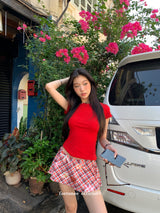 Check Floral Flare Mini Pants Skirt