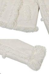 LUNA BELTED SHEARLING JACKET cream