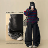 Canple fleece color line wide pants