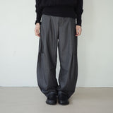 stripe curved wide slacks
