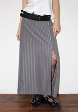 STRIPE BUTTON WRAP SKIRT