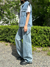 デニムストラップワイドパンツ code 18105