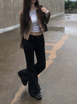 Allin Back Pocket Long Bootcut Slim Fit Cotton Pants