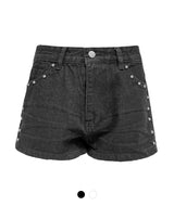 Silver Stud Short Denim Pants
