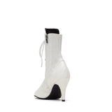 Satin Enamel Lace-Up Open Toe Heel(White)