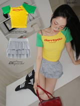 Lemonade Unbalanced Off-Shoulder Short-Sleeved T-Shirt
