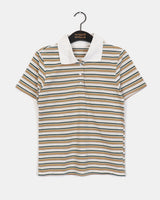  Nama Stripe Polo Collar Short Sleeve T-shirt