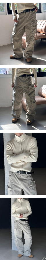 [MUSCLE FIT] Highneck warmer knit zip(3color)