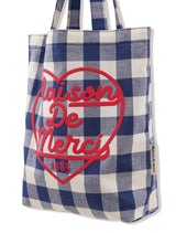 Check pattern heart logo eco bag navy (FCE5BG007P)