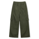cargo drawstring wide cotton pants (khaki)