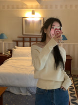 [MADE] Fulls cashmere unbalanced off-shoulder knitwear