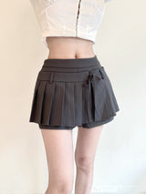 1060. Ribbon wrap pleats mini sk (2color)