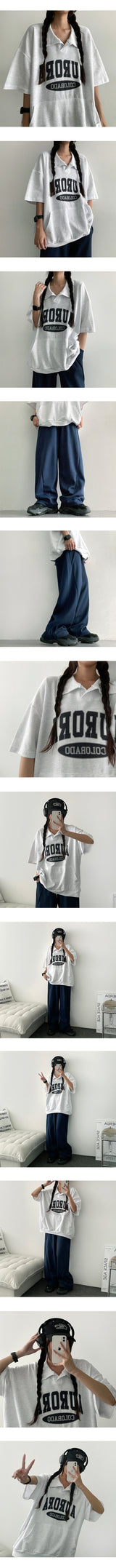Domt collar short-sleeved t-shirt