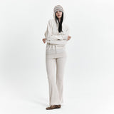 C FOLD BANDING RIBBED FLARE PANTS_OATMEAL
