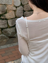 Boat Neck Wave Layered Wool T-Shirt (5color)