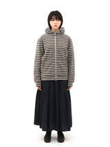 S.T.C. ストライプフリースマフラージップアップ (KHAKI)