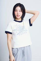 ユニバーサルプリント ½Tシャツ (ivory/navy)