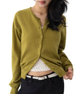 Olly Shirred Sleeve Knit Cardigan
