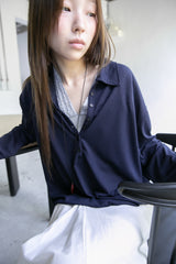 soft over button collar top(4colors)
