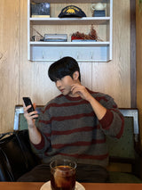 Cozy stripe brush knit