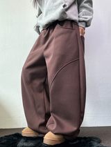 FLEECE-PICKABLE❤HARDY CIRCLE LINE BALLOON LONG SWEAT PANTS🤎🩶🖤3COLOR