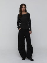 Curved Cotton Pants_Black