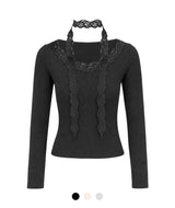 Sorin Lace Choker Knit Top