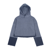 PIGMENT CUTTED CROP HOODIE_BLUE NAVY