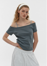 [B-BASIC] スタンダードオフショルダー半袖Tシャツ 2SIZE