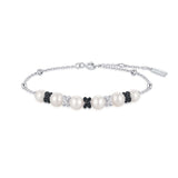 two tone sparkle twist shell pearl 925 sterling silver with two tone plating bracelet B069-03T