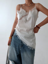 unbalanced lace bustier blouse