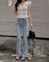 Zeble embroidered frill blouse