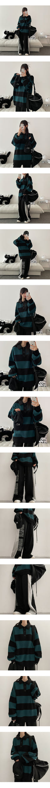 Normal boxy dangara collar button knitwear