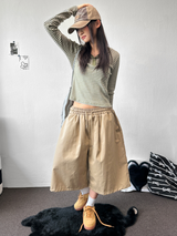 Frendi Cotton Multi Over Long Bermuda Pants 5 Color 