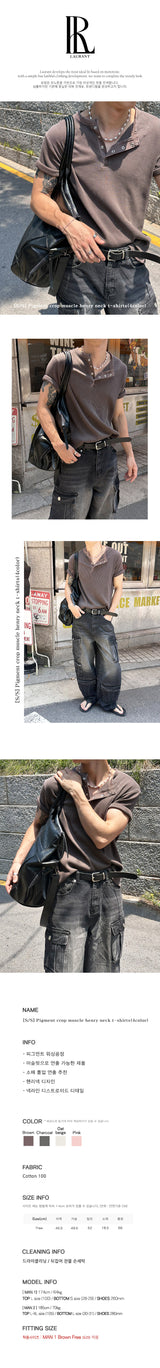 [S/S] ピグメントクロップマッスルヘンリーネックTシャツ(4color)