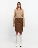  Detachable Sleeve One Shoulder Top _ BEIGE