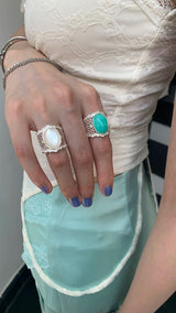 Big antique stone ring(2color)