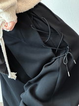 Rope Line Ribbon Side Semi Balloon Wide Pants 🖤🤍 2COLOR