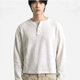 Waffle Crop Henley Neck T-shirt Ivory
