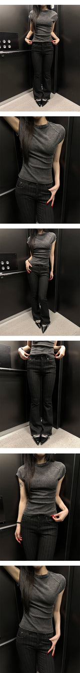 Stripe boots cut pants