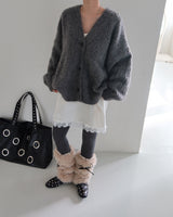Mohair wool knitwear oversized-fit cardigan