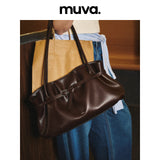 muva. Shao‑Mai Dumpling Underarm Bag, Genuine‑Leather Original Elegant Large‑Capacity Shoulder Purse for Women, New Arrival Aug 2