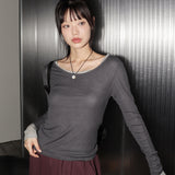 カラットレイヤードシースルーテンセルUネックTシャツ