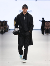 Black Wool Printed  Coat