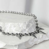 ss-spike Ball chain necklace_silver x 4