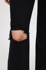DESTROYED SLIM WIDE FIT DENIM PANTS_BLACK code 6836
