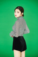 ロングスリーブハイネックボーダーTシャツ / Long sleeve high neck border TEE