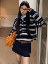 Navy A-line mini skirt