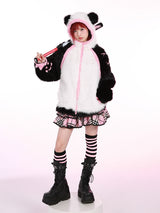 EvilTooth カンフーパンダ 中国風サブカルチャー フェイクファージャケット