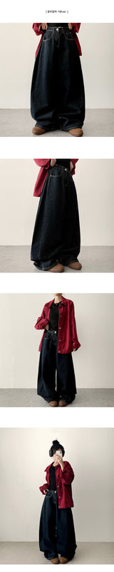 [Short & basic choice*] pai 3 colors side pintuck denim wide pants